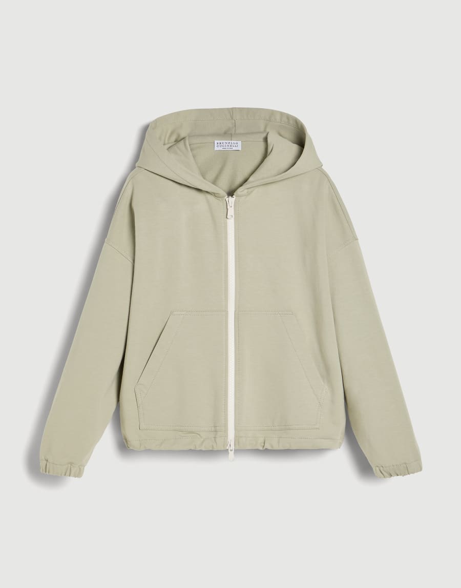 Hoodie with zipper and graphic Sage Girls - Brunello Cucinelli