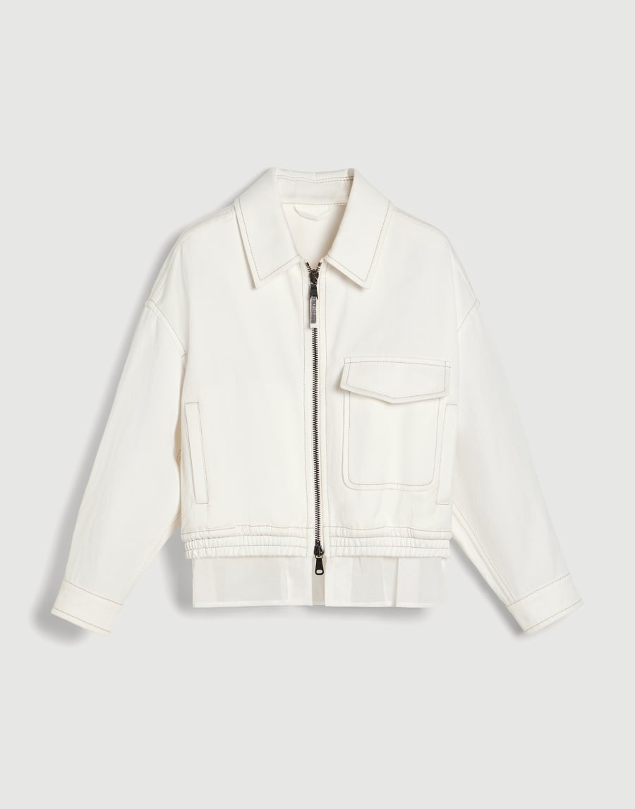 Jacket with Faux-Layering and monili White Girls - Brunello Cucinelli
