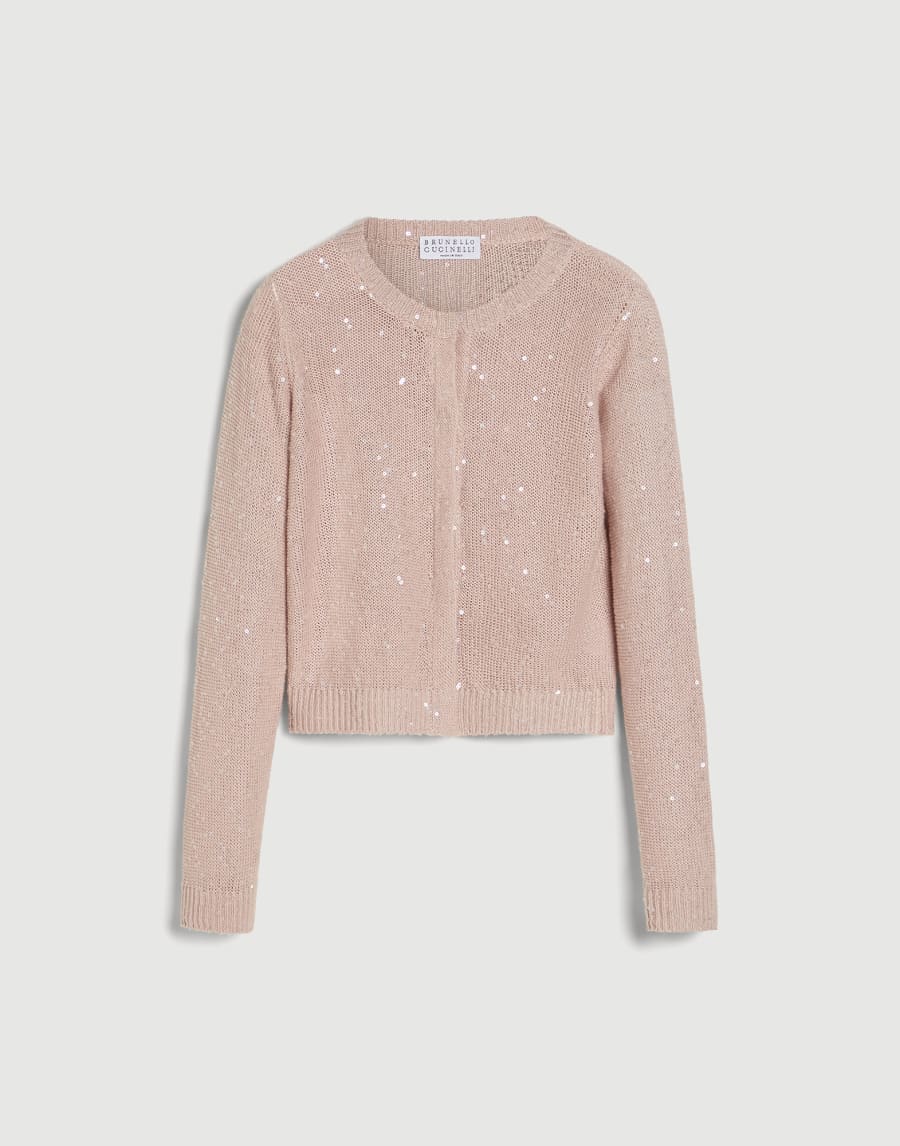 Linen and silk Diamond yarn cardigan Pink Girls - Brunello Cucinelli