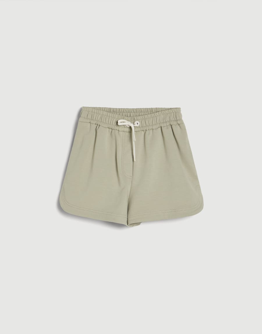 Shorts de felpa ligera de algodón stretch Salvia Niña - Brunello Cucinelli