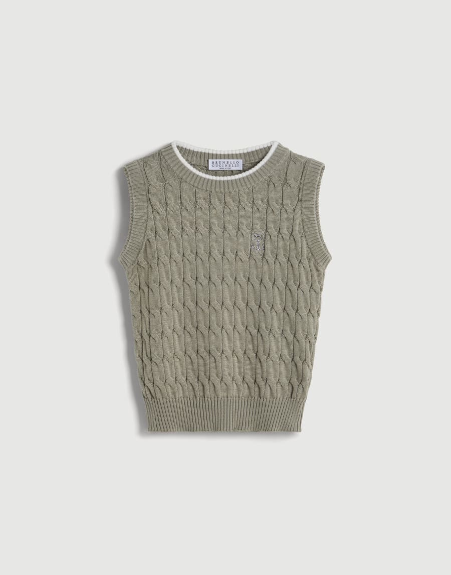 Knit top with logo Sage Girls - Brunello Cucinelli