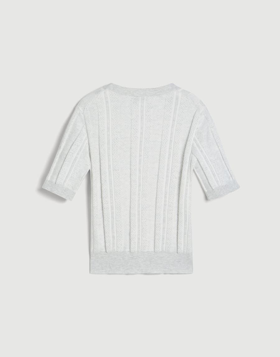 Jacquard knit T-shirt Light Grey Boys - Brunello Cucinelli