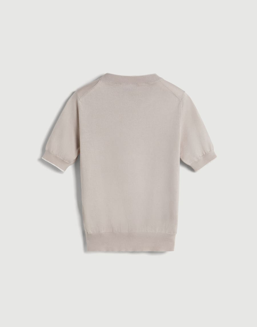 Knit T-shirt with 'earth' intarsia Light Brown Boys - Brunello Cucinelli