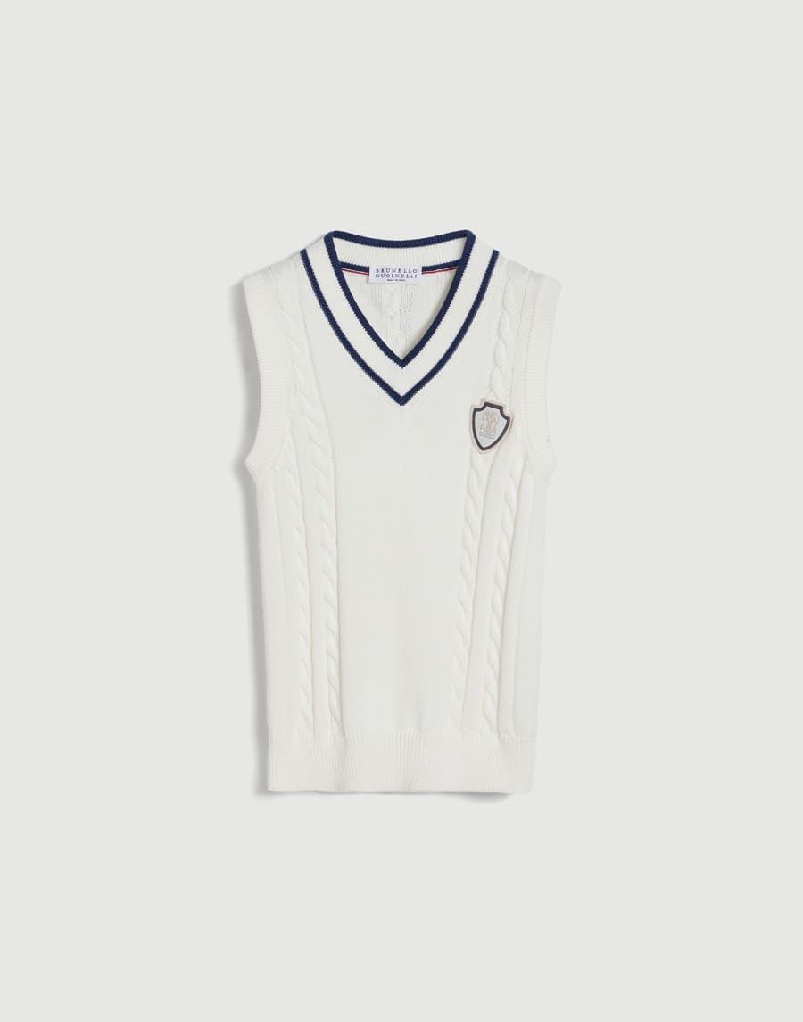 Gilet en maille de coton Panama Garçon - Brunello Cucinelli