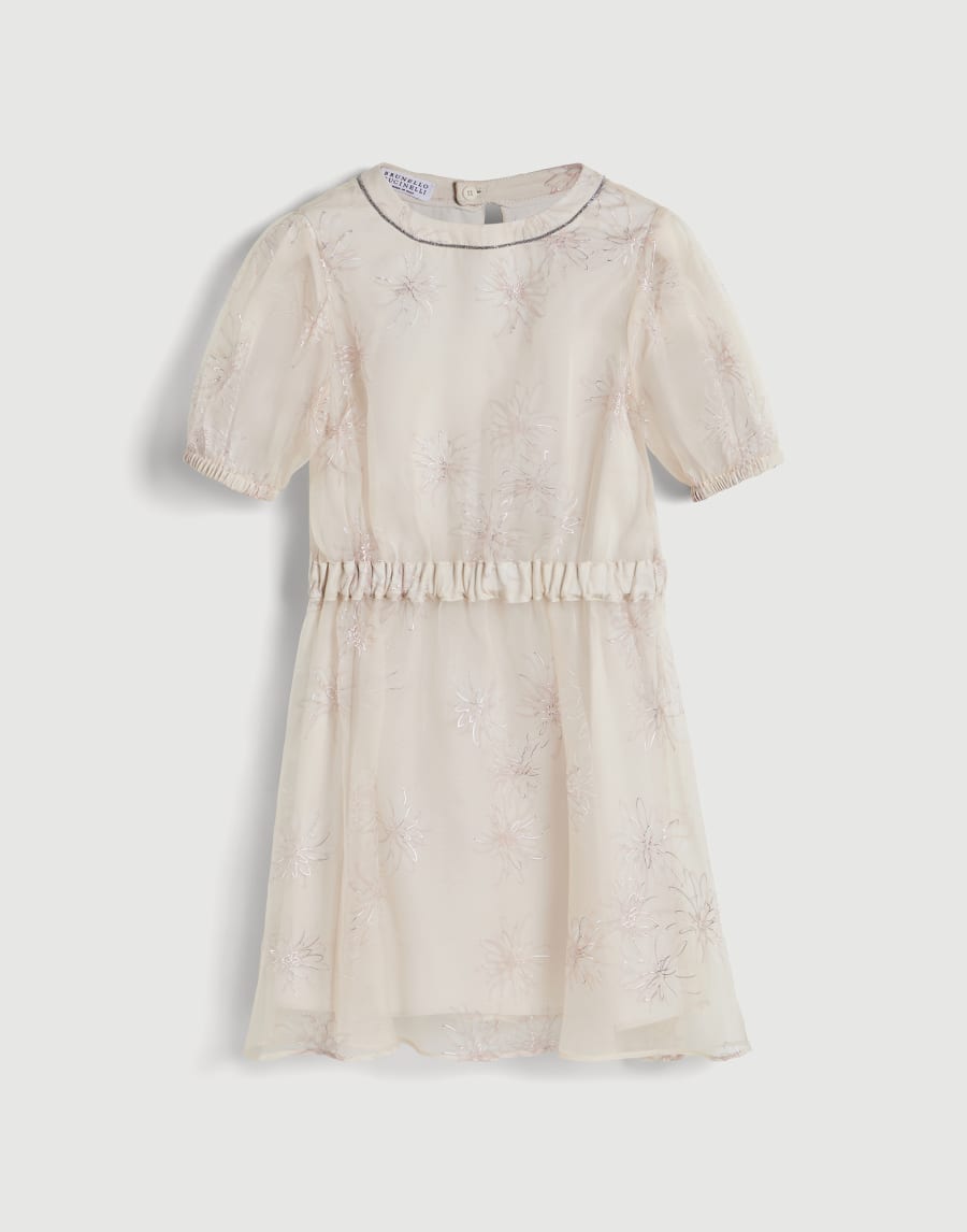 Sparkling daisy chiffon dress Buff Girls - Brunello Cucinelli