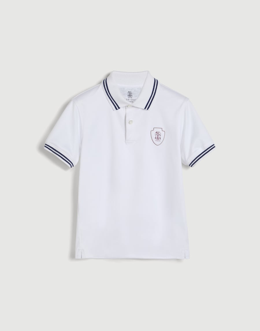 Cotton jersey polo shirt with logo White Boys - Brunello Cucinelli
