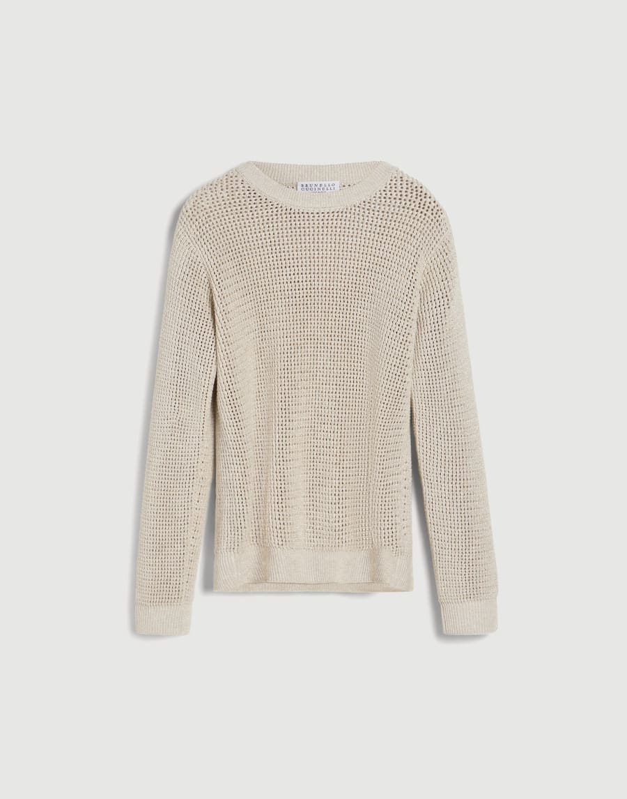 Sparkling cotton ribbed net sweater Oat Girls - Brunello Cucinelli