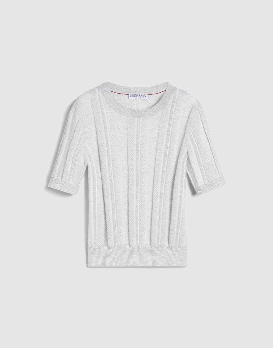 Jacquard knit T-shirt Light Grey Boys - Brunello Cucinelli