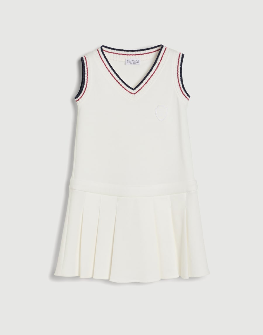 Robe avec empiècements en maille et logo Blanc Cassé Fille - Brunello Cucinelli