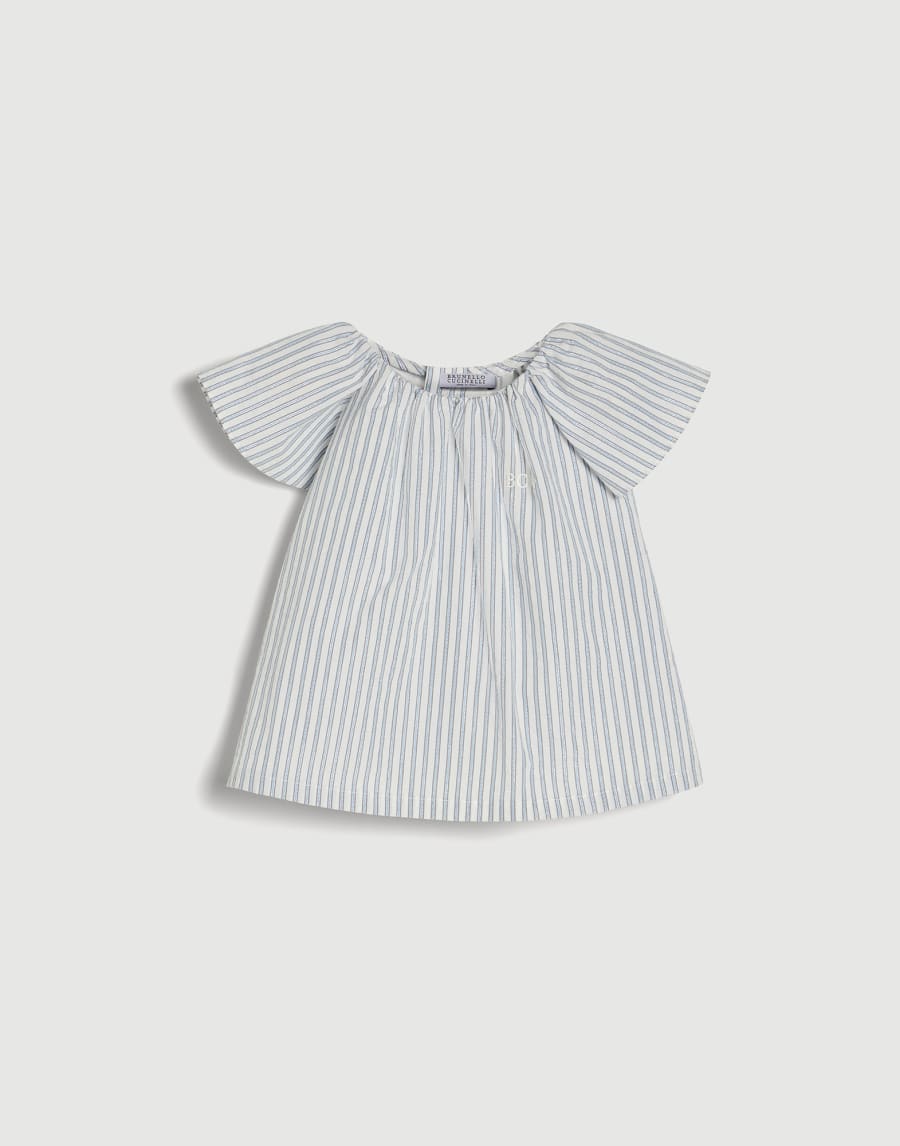 Sparkling striped cotton Baby Bernie top Sky Blue Baby - Brunello Cucinelli