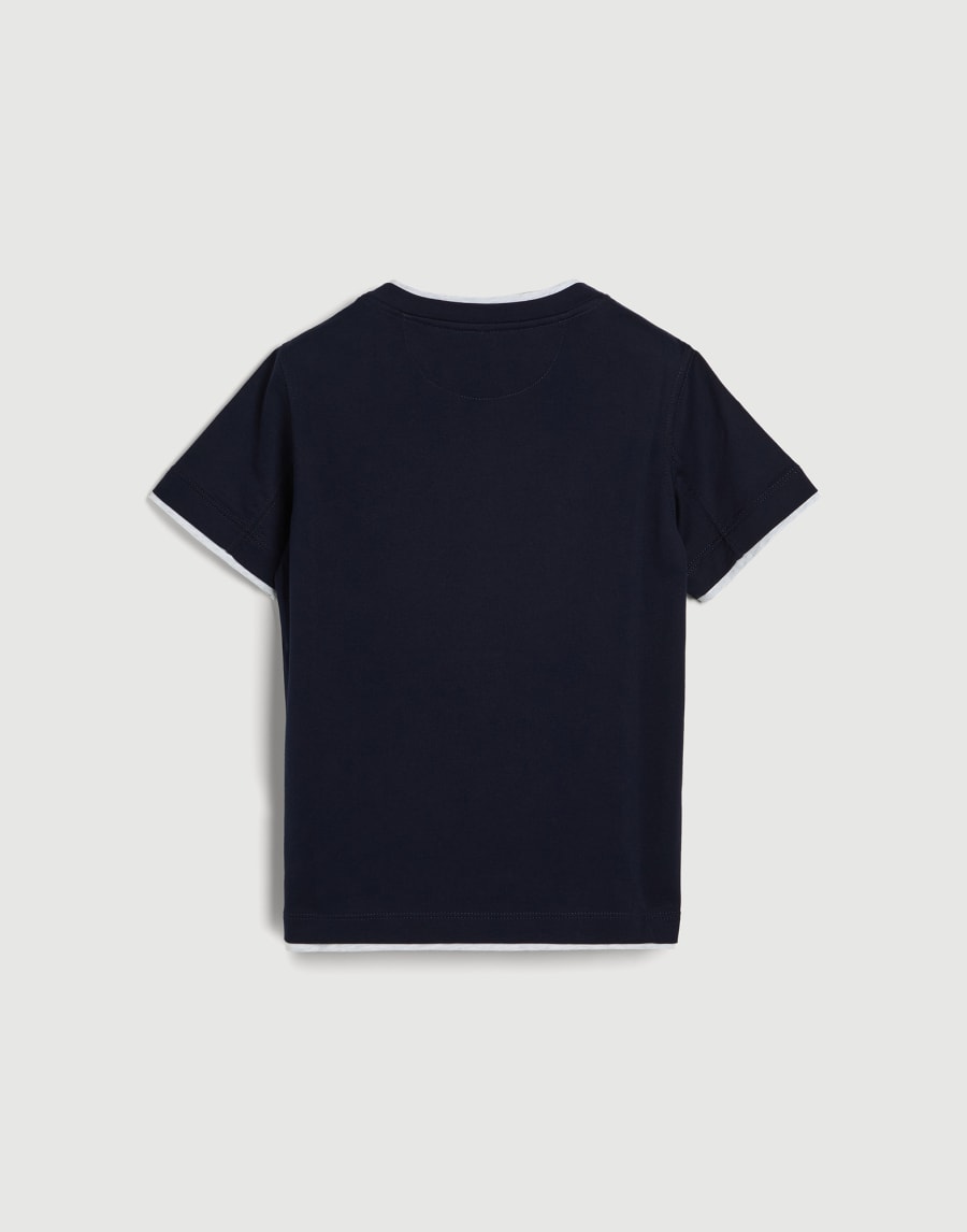 T-shirt with faux-layering Blue Boys - Brunello Cucinelli