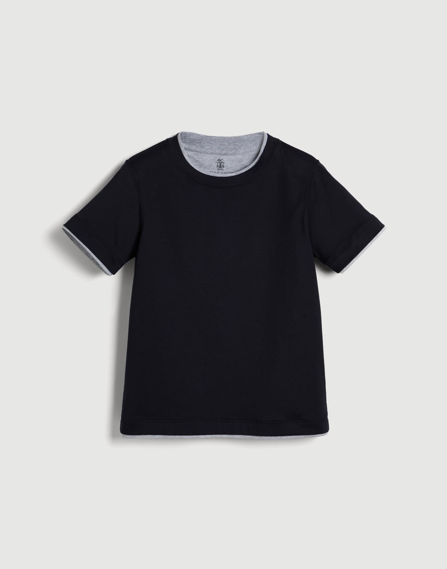 T-shirt with faux-layering Navy Blue Boys - Brunello Cucinelli