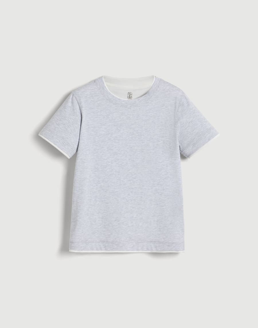 T-shirt with faux-layering Light Grey Boys - Brunello Cucinelli