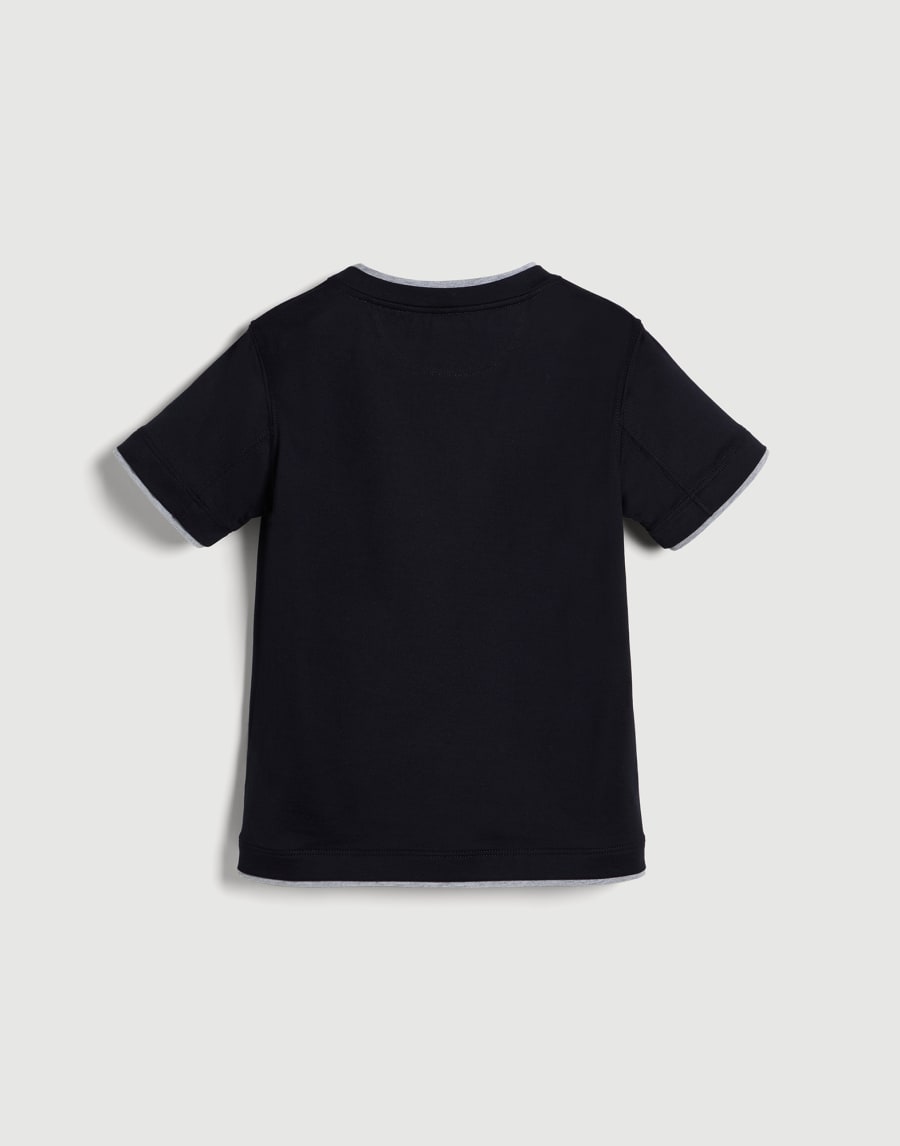 T-shirt with faux-layering Navy Blue Boys - Brunello Cucinelli