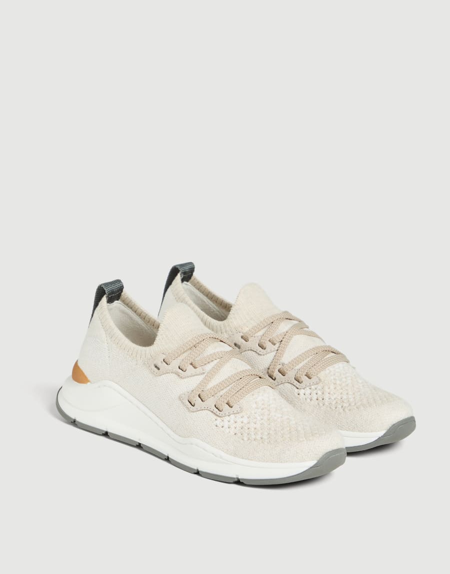 针织织物运动鞋 巴拿马色 男童 - Brunello Cucinelli