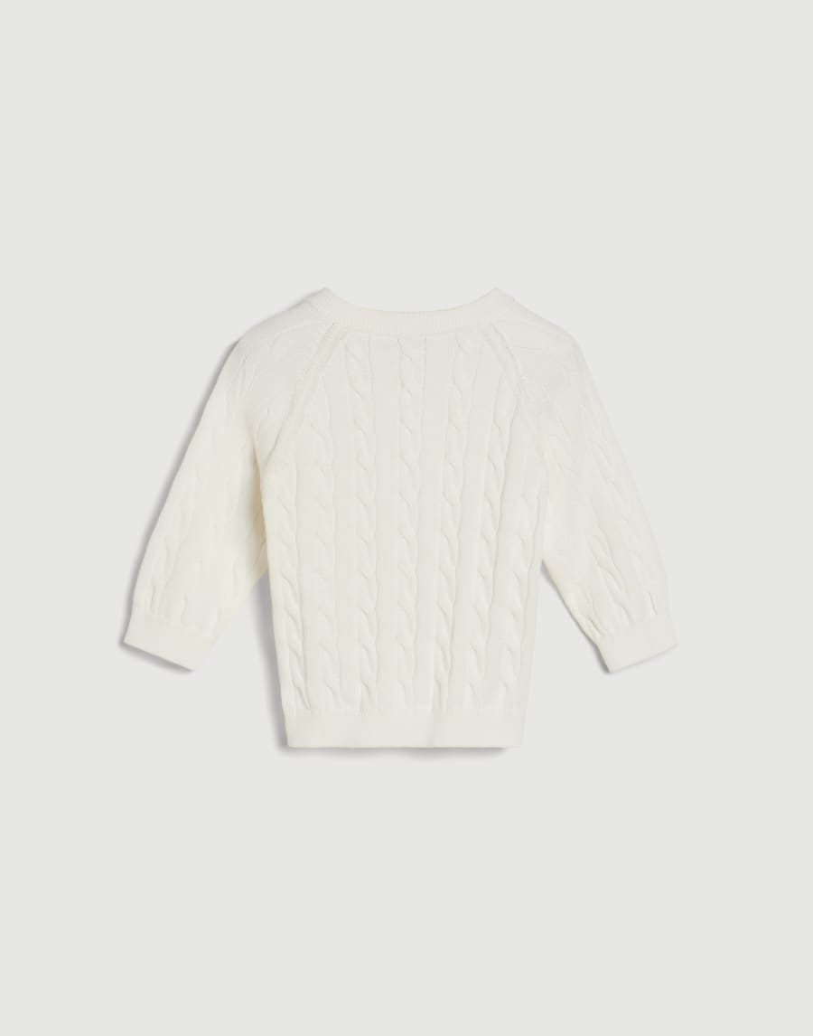 Cotton cable knit Baby Bernie sweater Panama Baby - Brunello Cucinelli