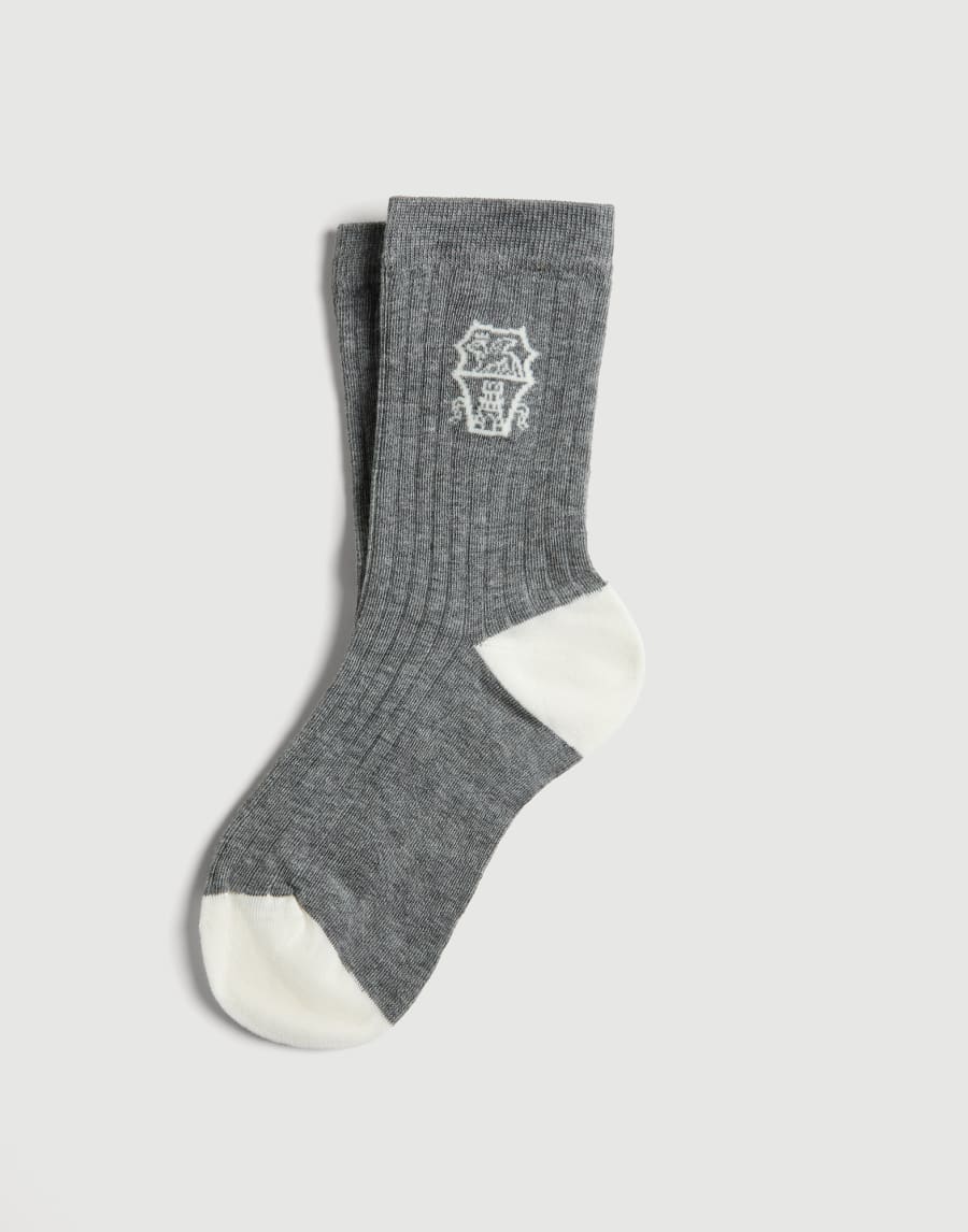 Rib knit socks with inlay Dark Grey Boys - Brunello Cucinelli