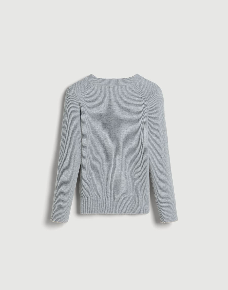 Cotton English rib sweater Light Grey Boys - Brunello Cucinelli