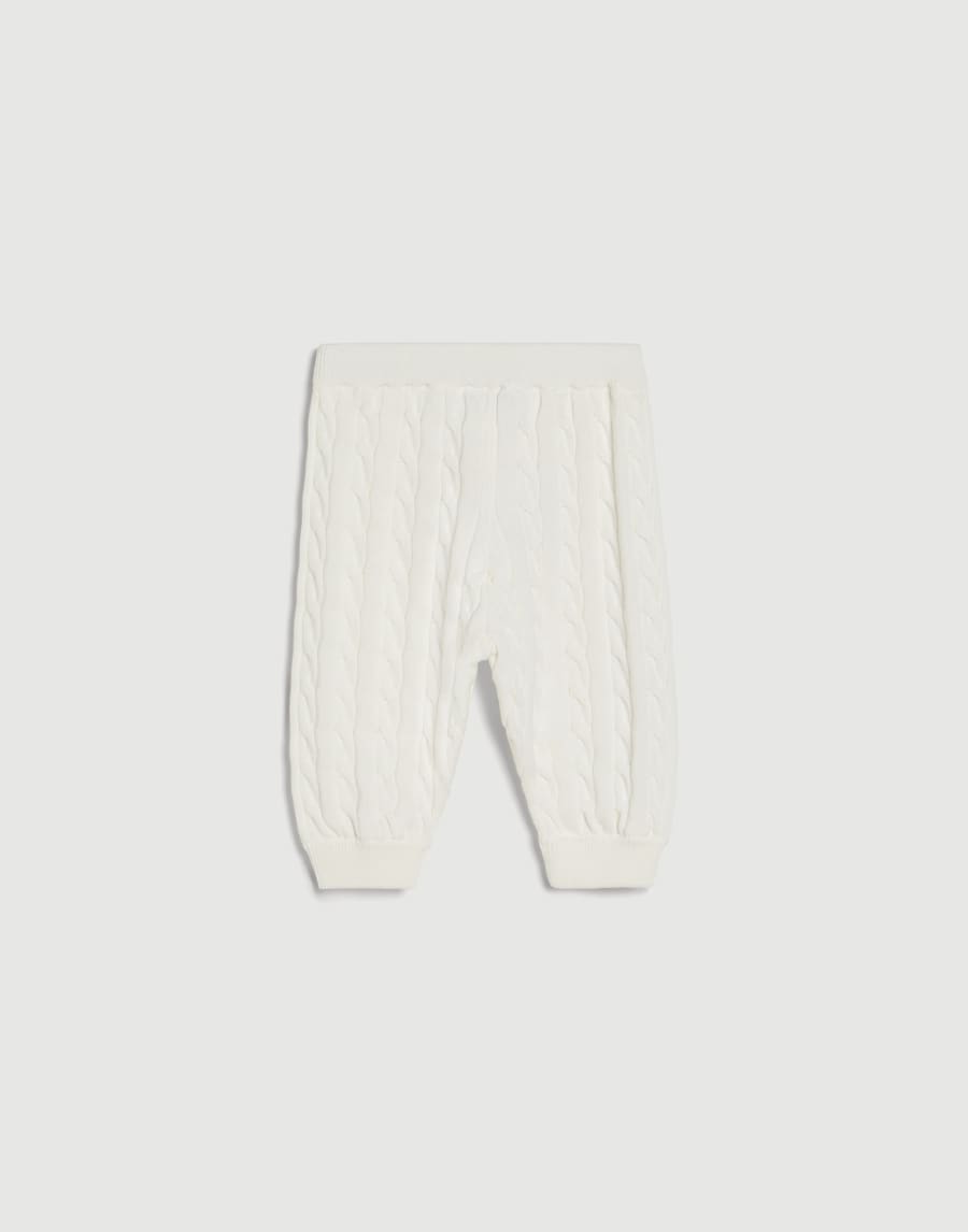 Cotton cable knit Baby Bernie trousers Panama Baby - Brunello Cucinelli