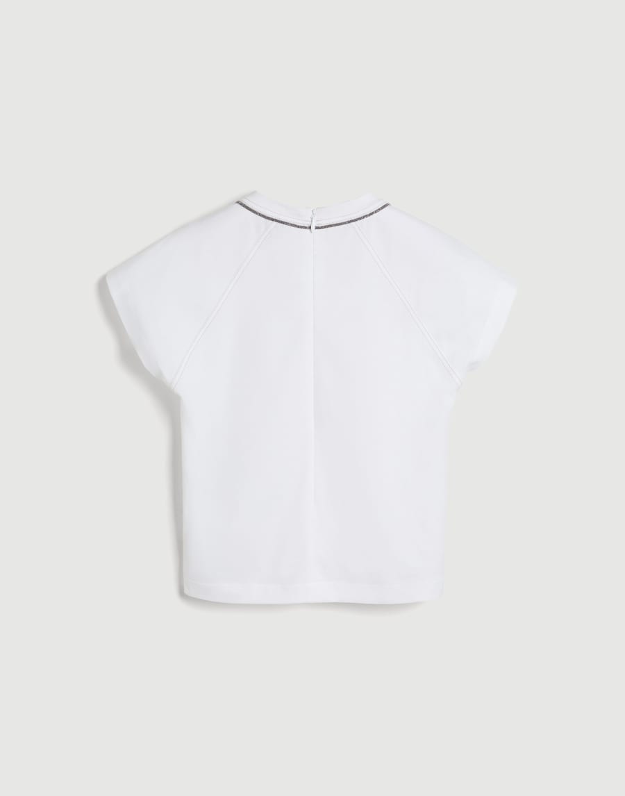 镶珠装饰棉质汗布 T 恤 白色 女童 - Brunello Cucinelli