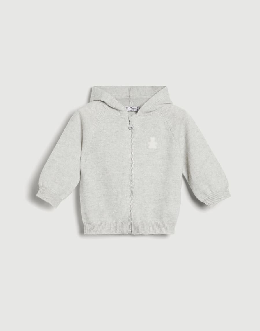 Baby Bernie hoodie with zipper Light Grey Baby - Brunello Cucinelli