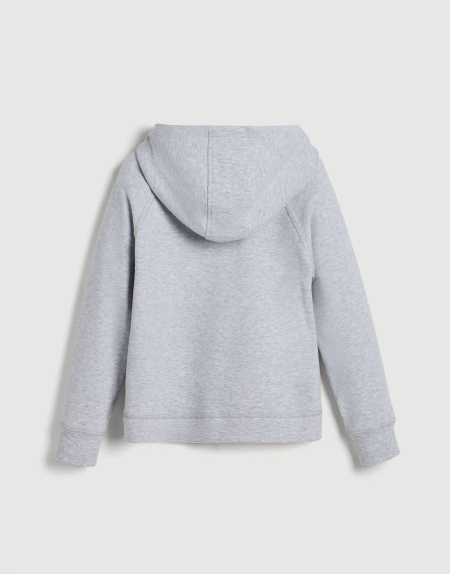 Hooded sweatshirt with zipper and monili Light Grey Girls - Brunello Cucinelli