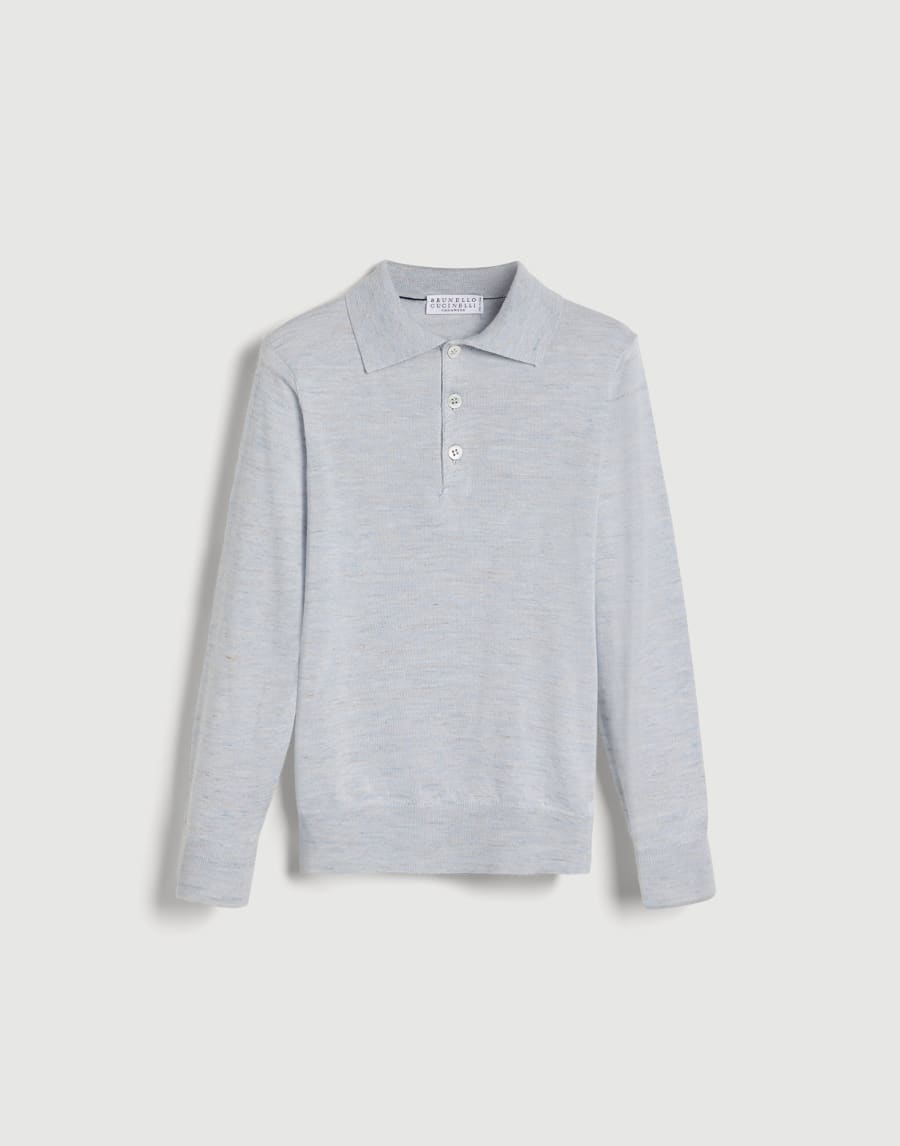 Lightweight knit polo Light Grey Boys - Brunello Cucinelli