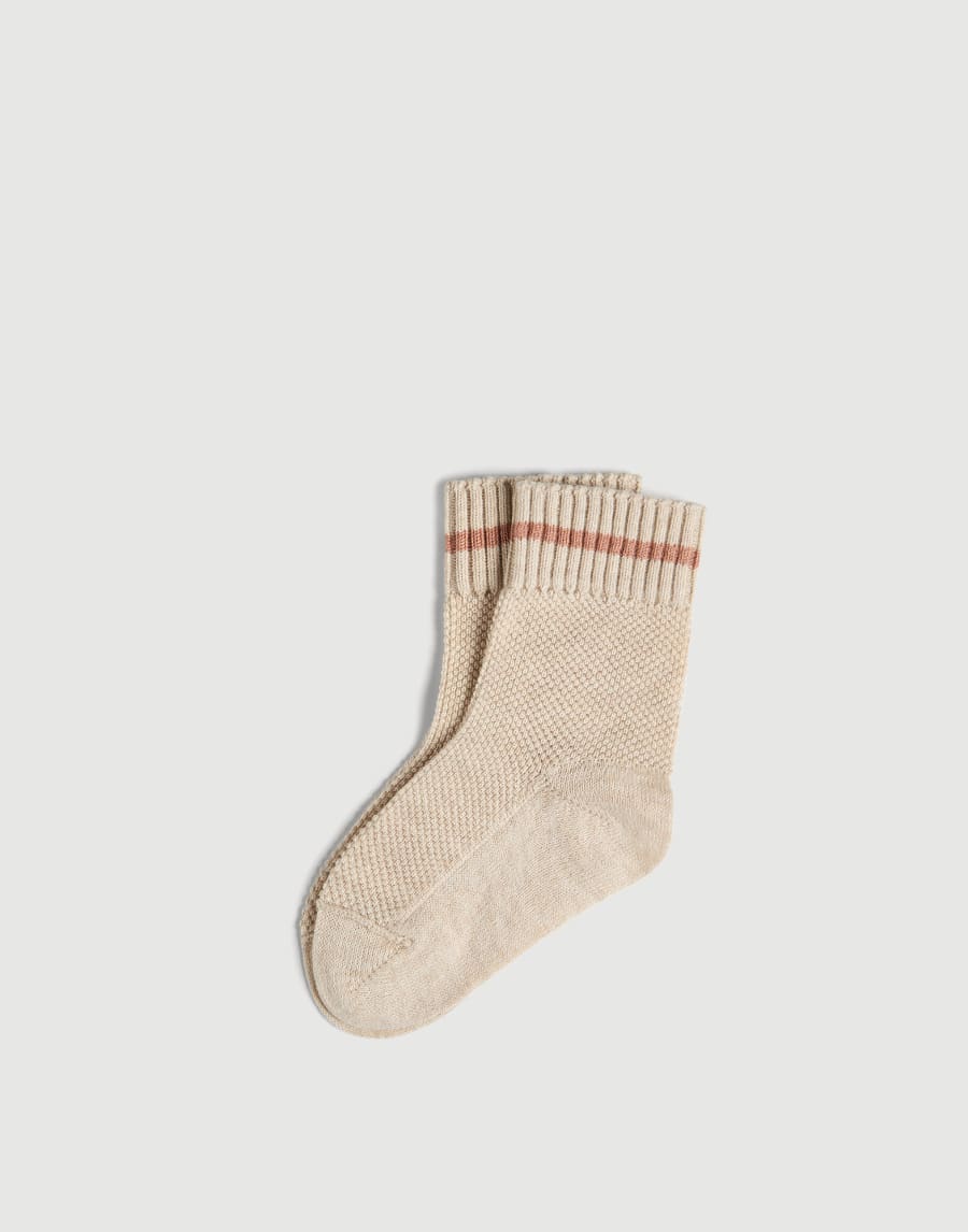 Baby Bernie Waffle stitch socks Beige Baby - Brunello Cucinelli