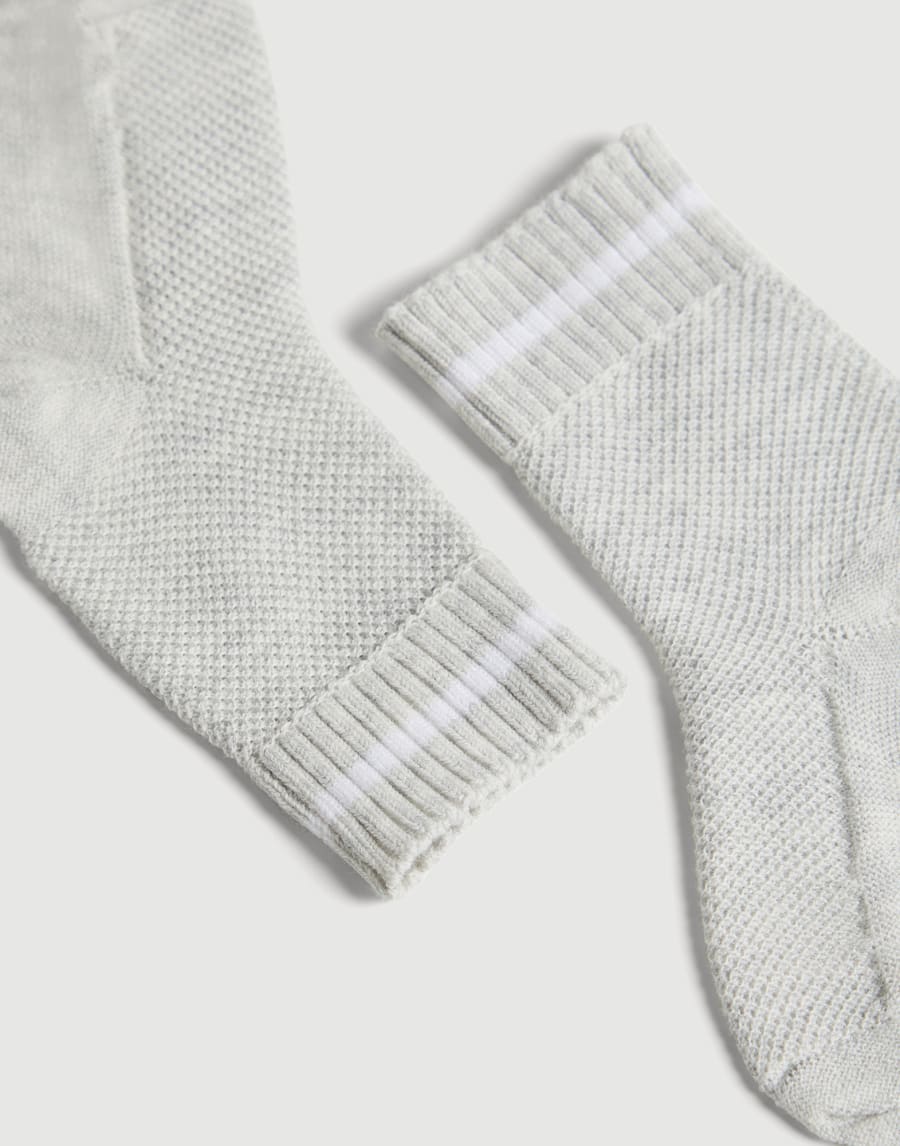 Baby Bernie Waffle stitch socks Fog Baby - Brunello Cucinelli