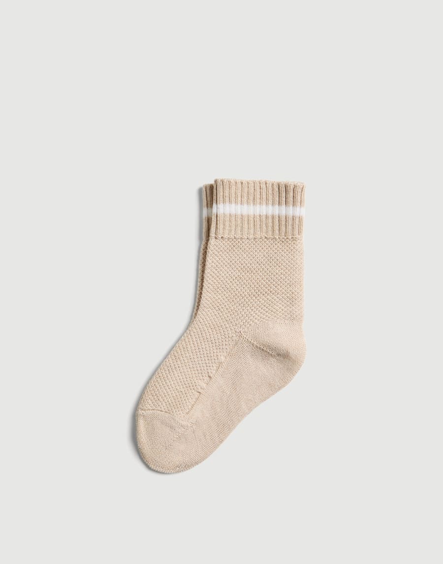 Baby Bernie Waffle stitch socks Sand Baby - Brunello Cucinelli