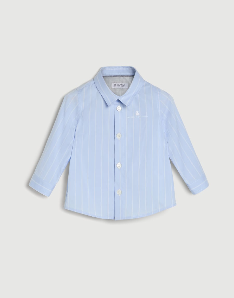 Striped poplin Baby Bernie shirt Azure Baby - Brunello Cucinelli