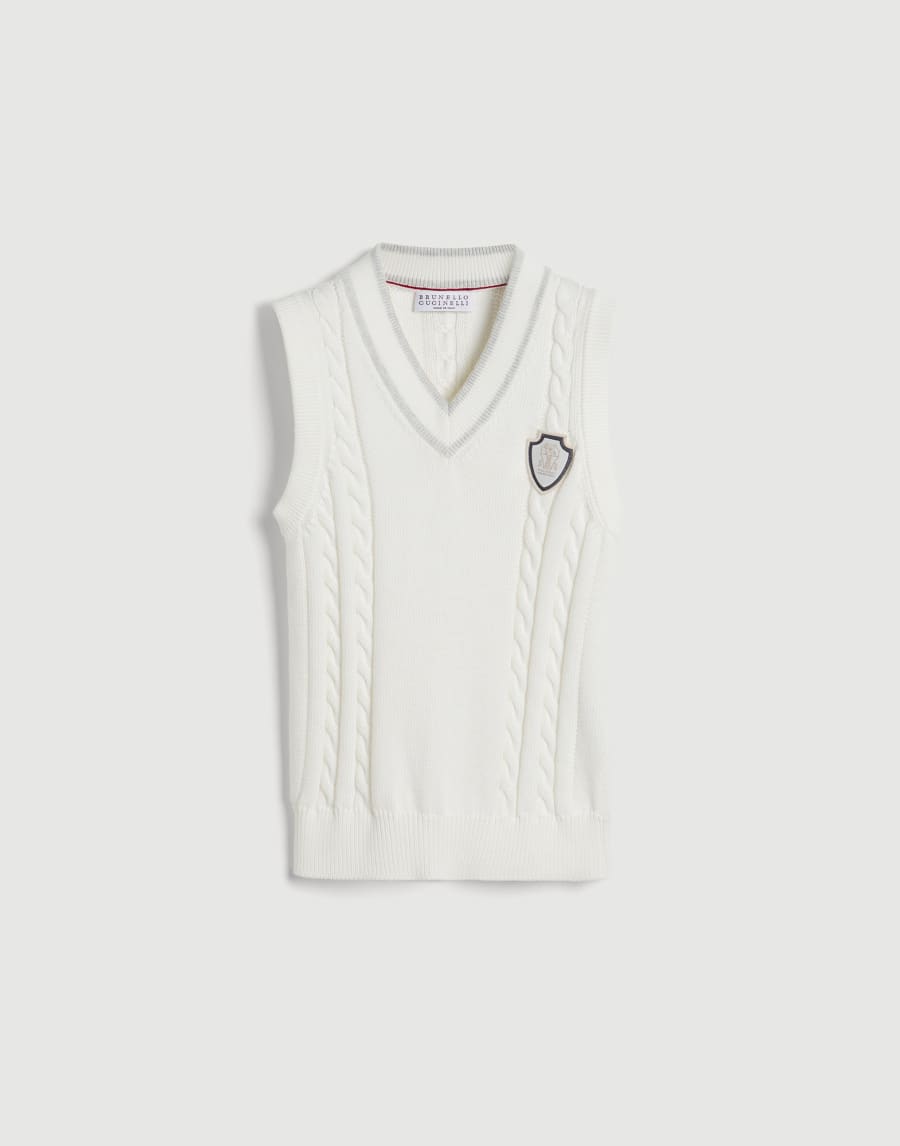 Cotton knit vest White Boys - Brunello Cucinelli
