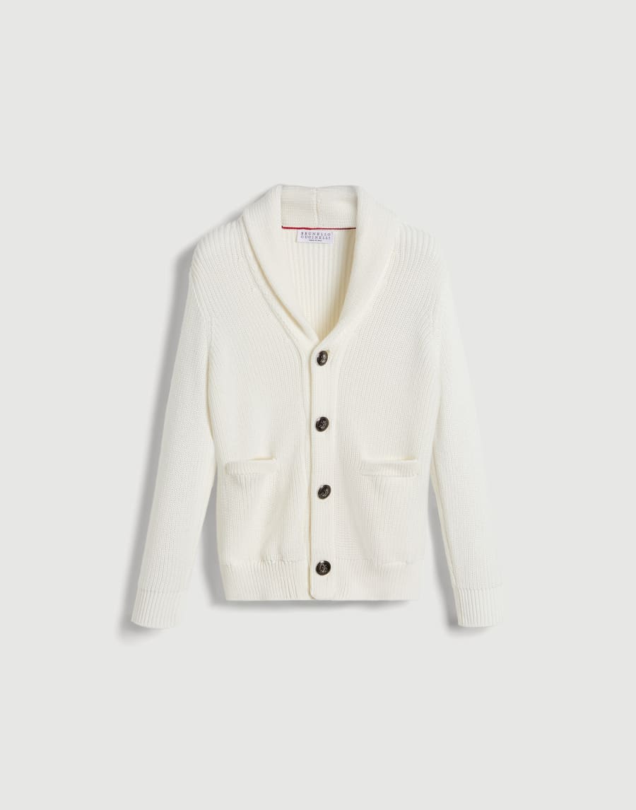 Cotton half English rib cardigan Panama Boys - Brunello Cucinelli