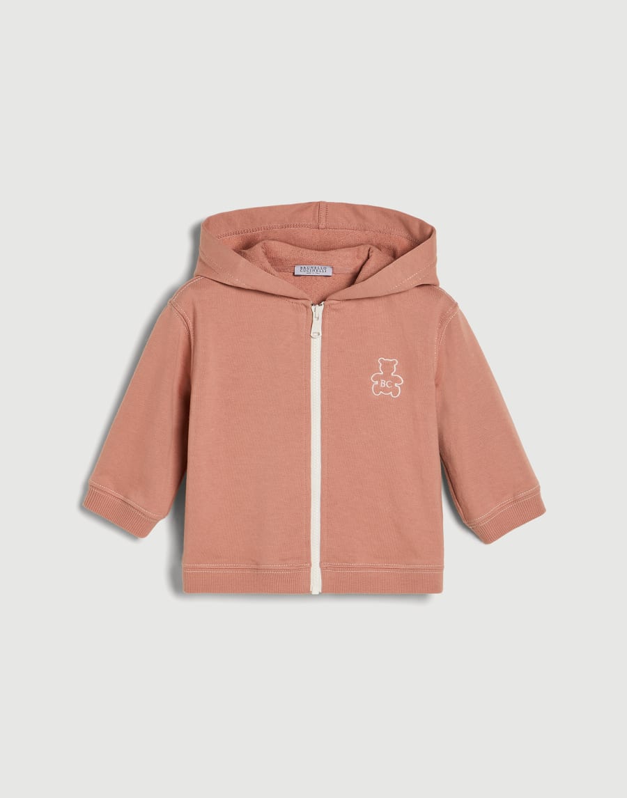 Baby Bernie hoodie with zipper Orange Baby - Brunello Cucinelli