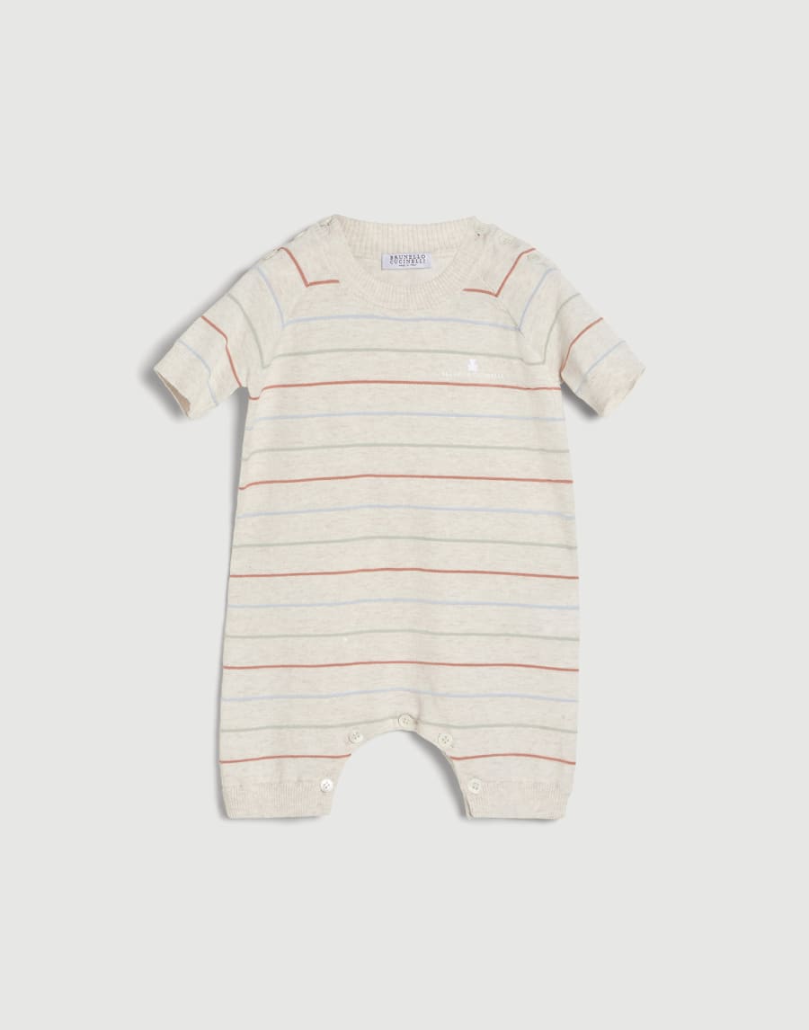 Bernie Baby knit coverall Oat Baby - Brunello Cucinelli