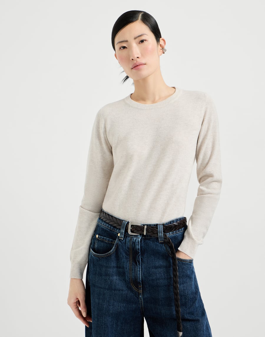 Cashmere sweater Oyster Woman - Brunello Cucinelli