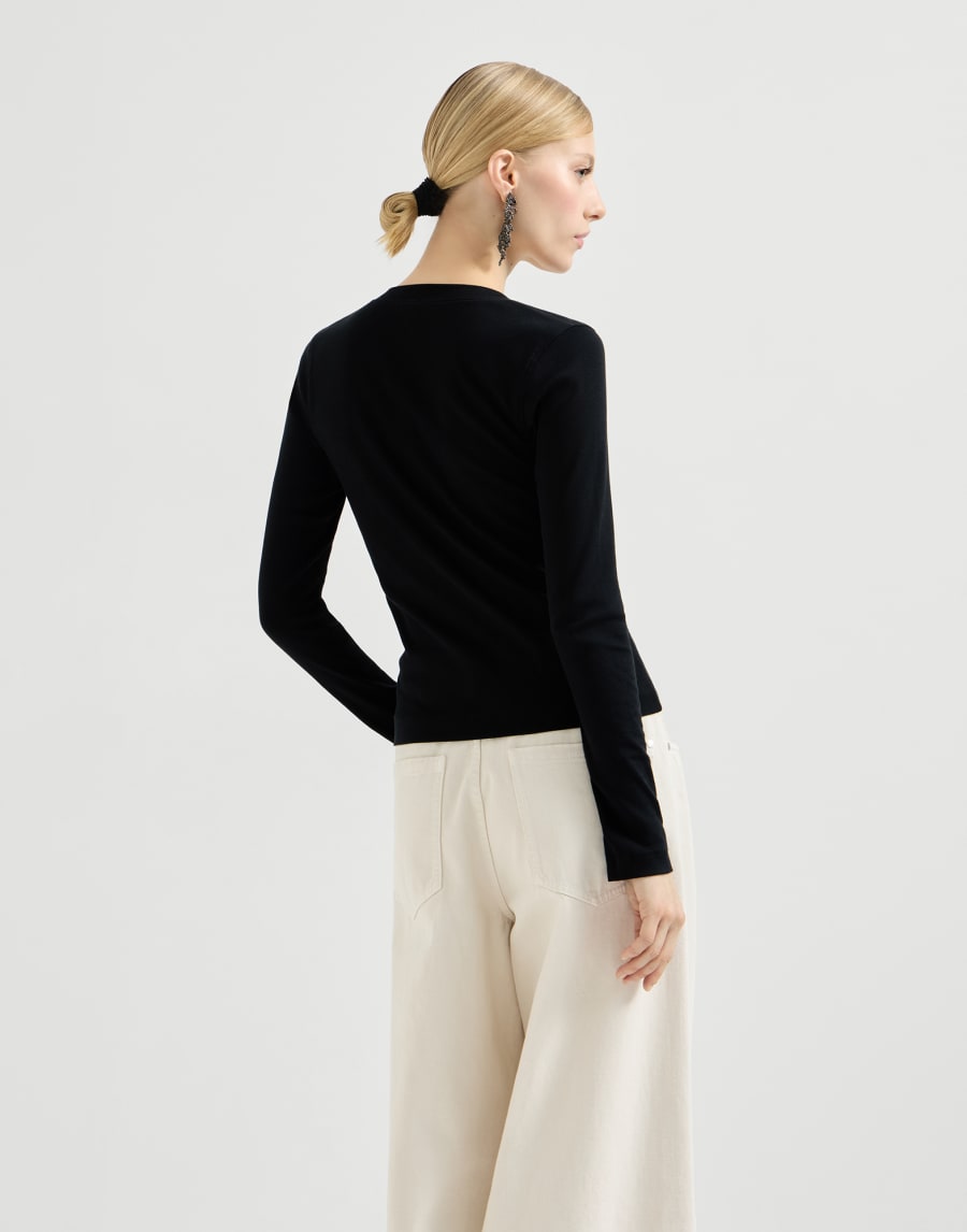 Ribbed jersey T-shirt Black Woman - Brunello Cucinelli