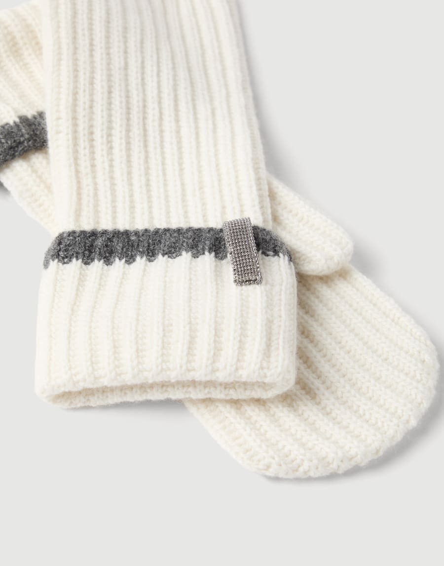 Knit mittens with monili Panama Woman - Brunello Cucinelli