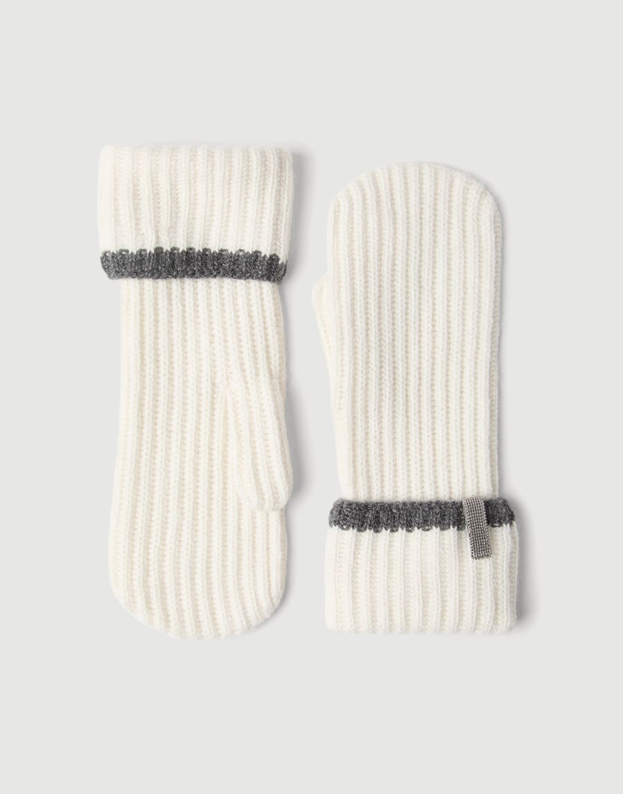 Knit mittens with monili Panama Woman - Brunello Cucinelli