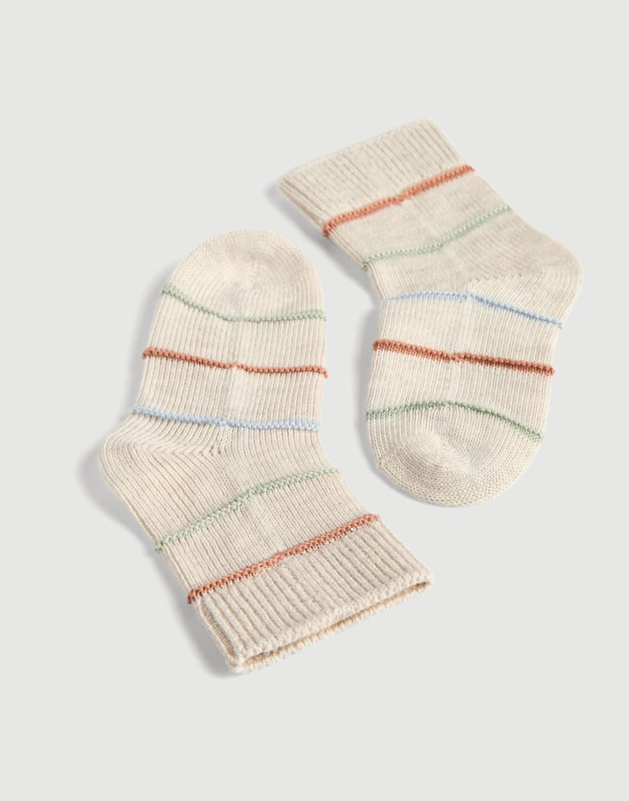 Baby Bernie striped socks Oat Baby - Brunello Cucinelli