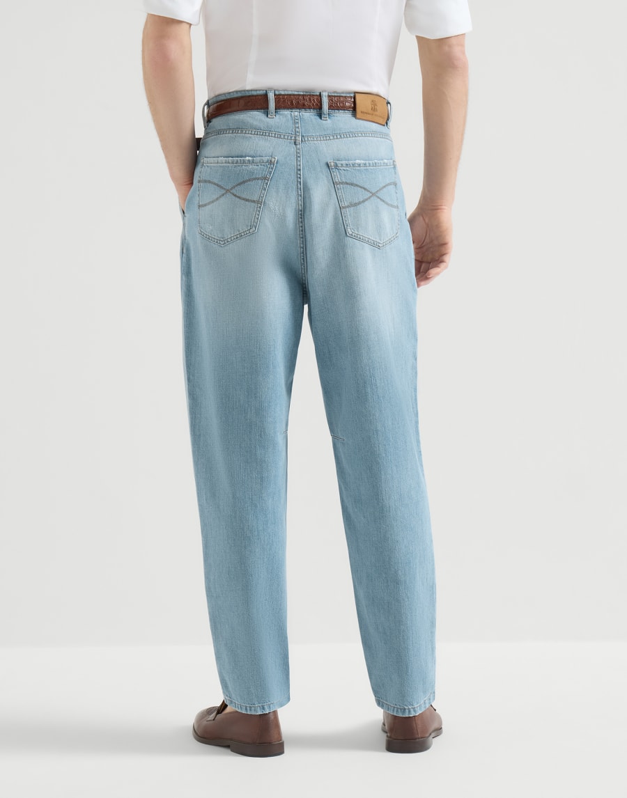 Denim trousers with rips Light Blue Denim Man - Brunello Cucinelli