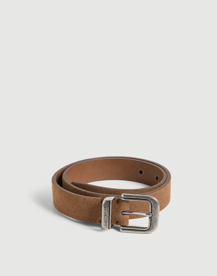Suede belt with detailed buckle Brown Boys - Brunello Cucinelli