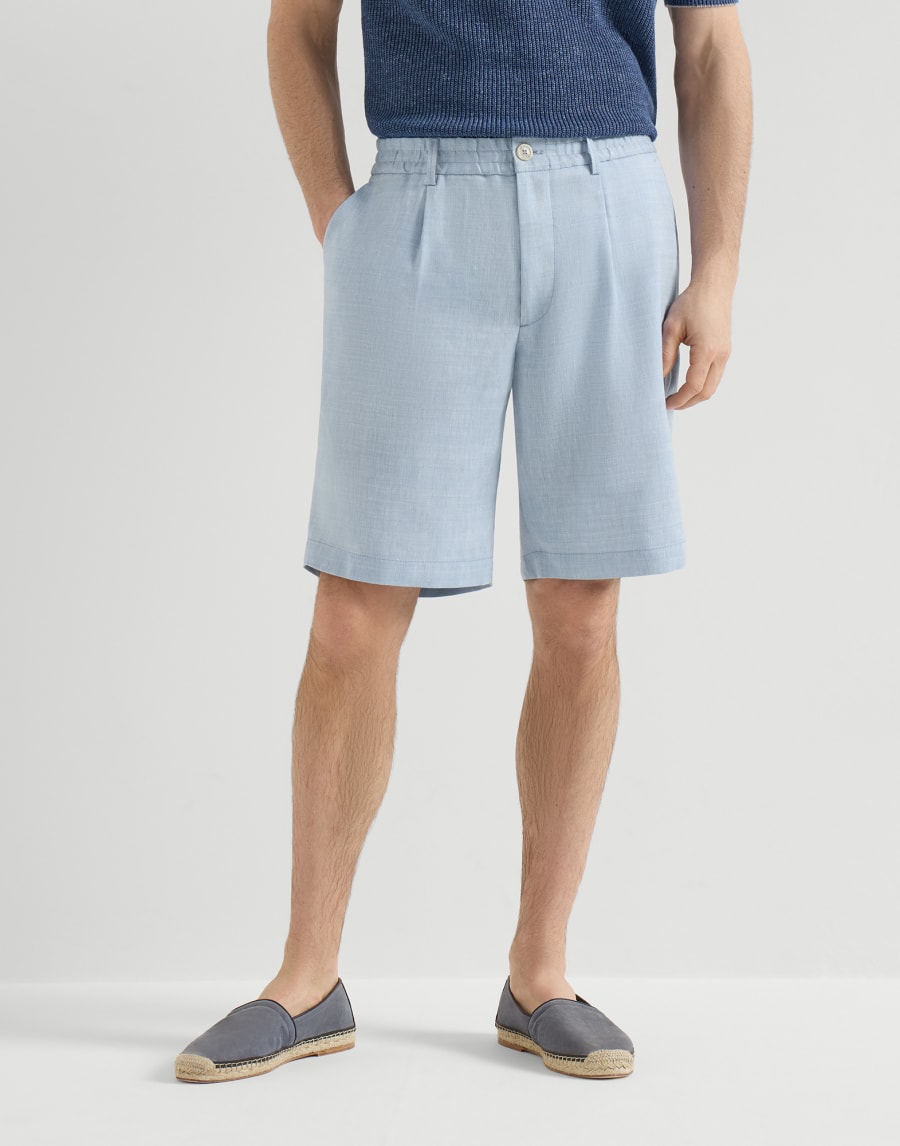 ヘリンボーン バミューダパンツ アジュールブルー メンズ - Brunello Cucinelli