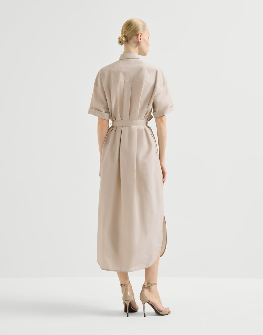 Dress with dazzling seabed embroidery Beige Silk Woman - Brunello Cucinelli