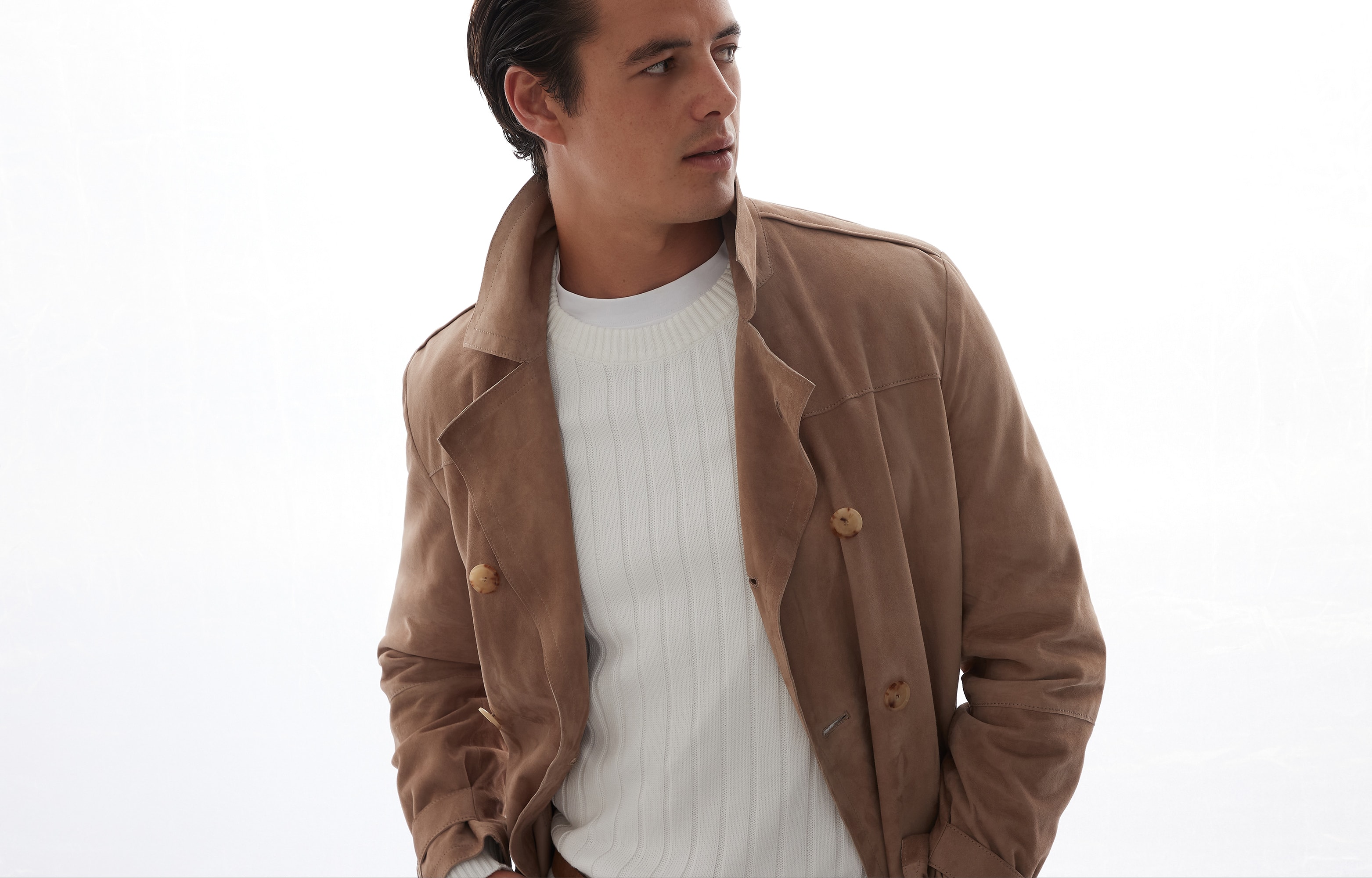 Mens suede cheap trench coat