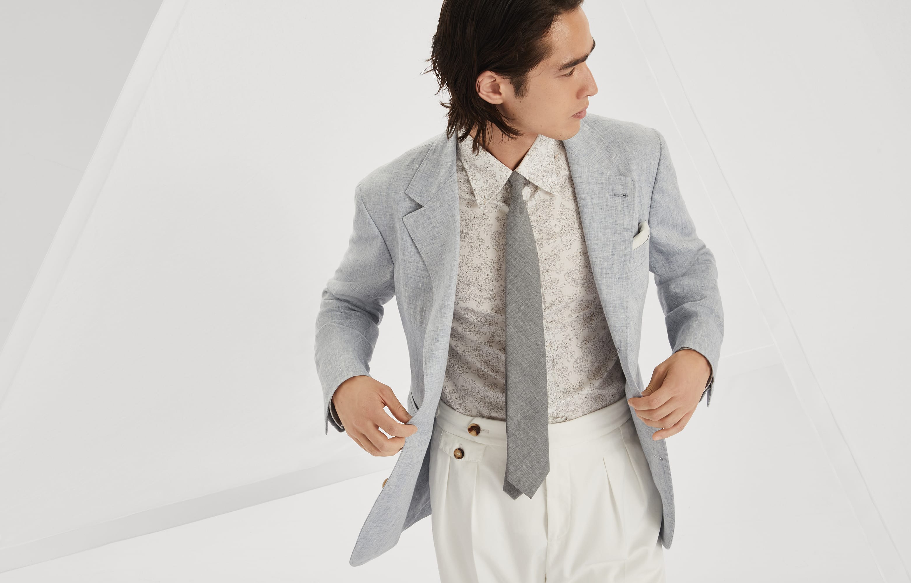 テーラードジャケット BRUNELLO CUCINELLI SS25 Linen blazer (MB4307BTD C076) Delave linen blazer BRUNELLO CUCINELLI - Nugnes1920