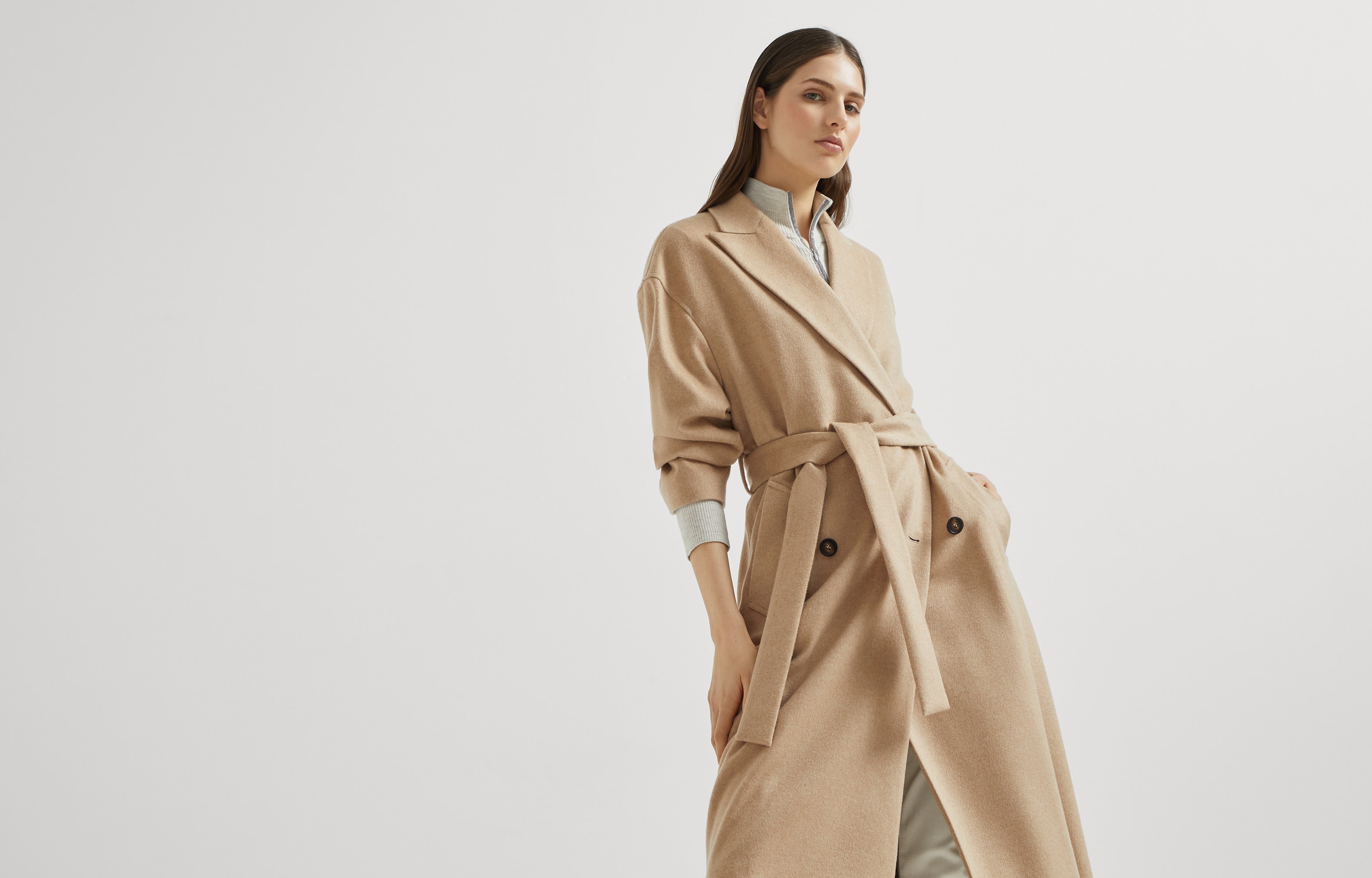 コート BRUNELLO CUCINELLI Woman Coat Camel MD5329538 C006 Cashmere and vicuña coat for Woman in Camel | Brunello Cucinelli
