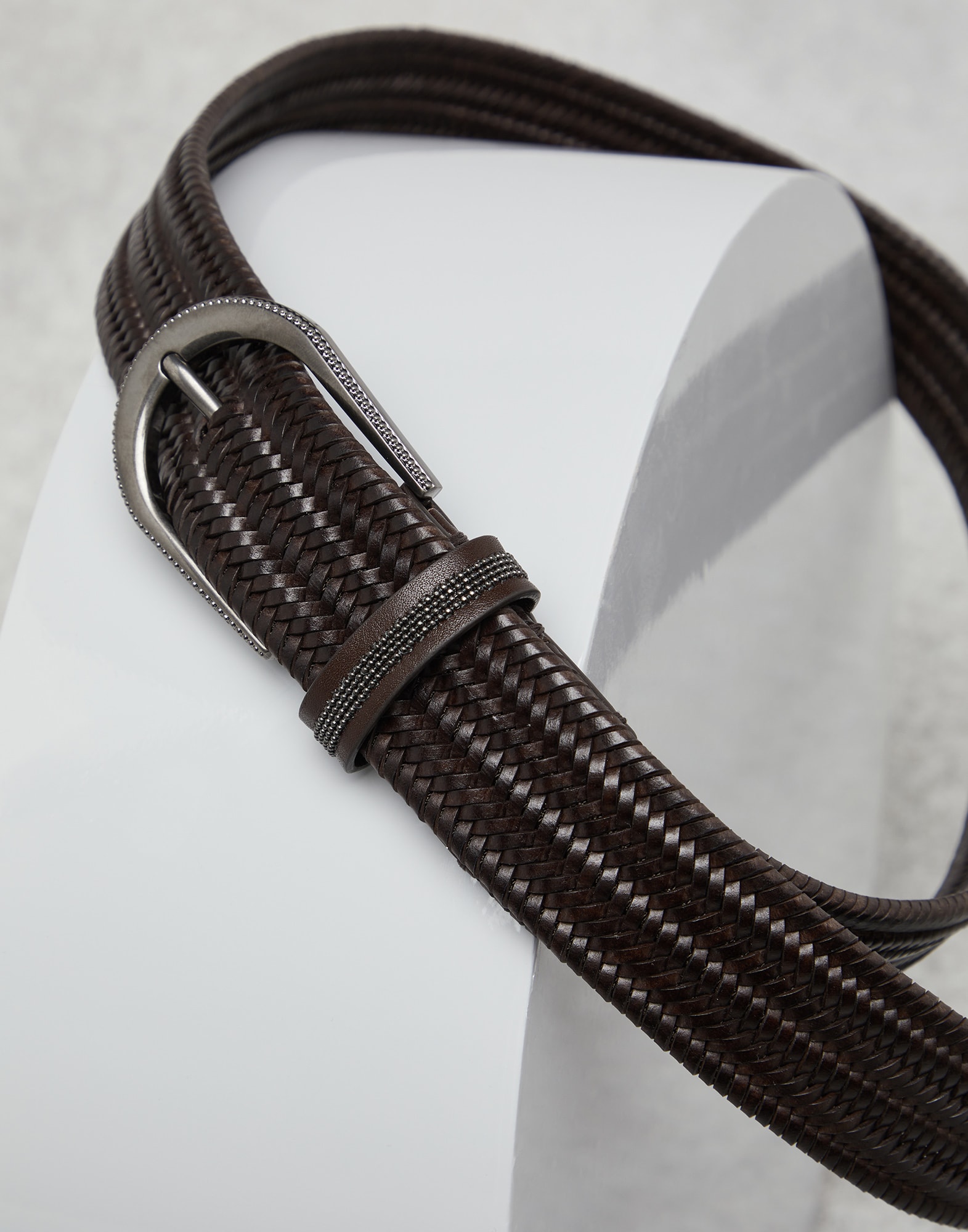 Leather and monili belt Rust Brown Woman - Brunello Cucinelli