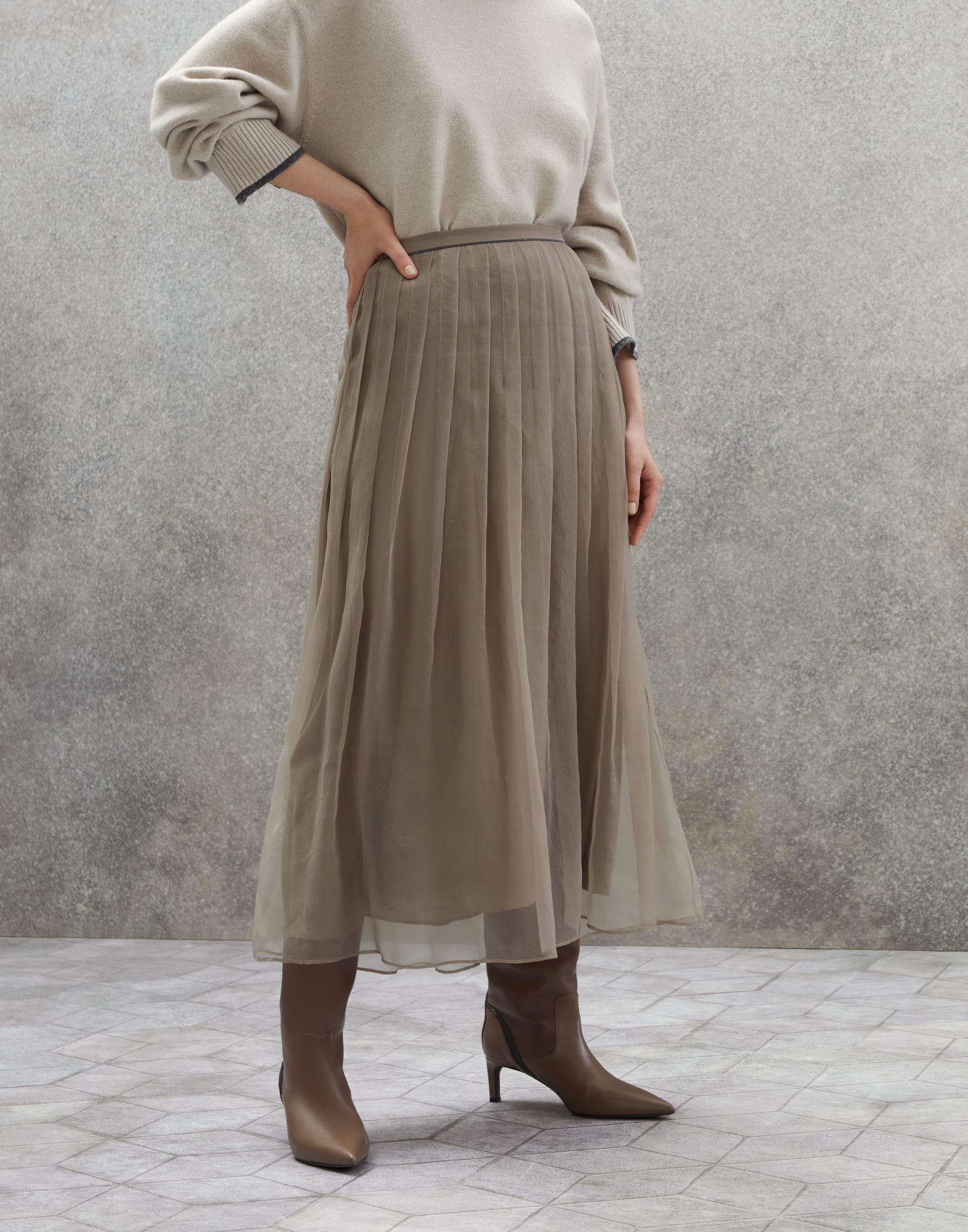 Silk sales khaki skirt
