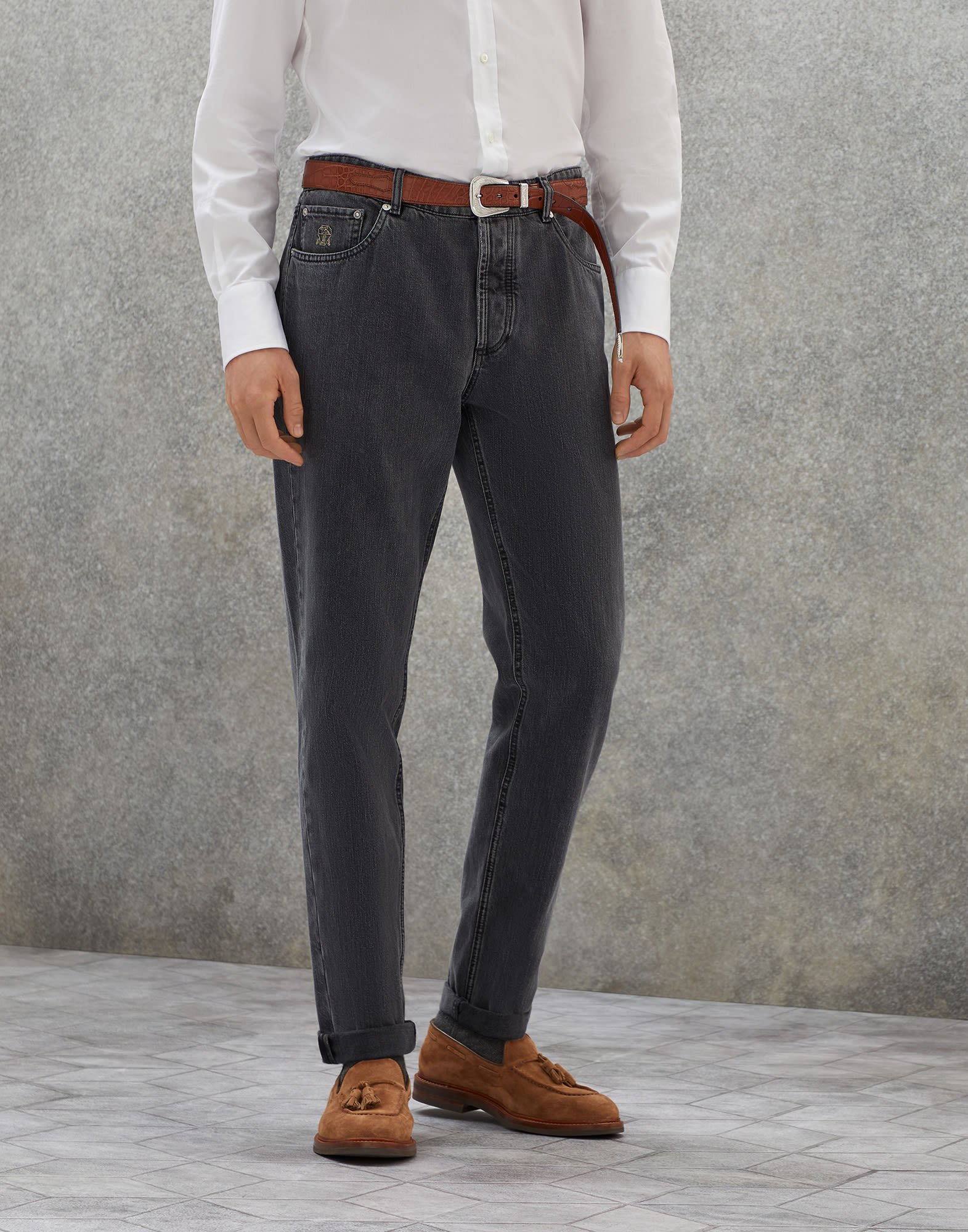 Grey denim trousers